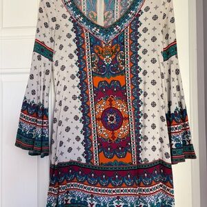 Flying Tomato Orange and Blue Bell Sleeve Sundress